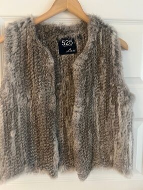 525 America Faux Fur Vest in Gray Brown Blend